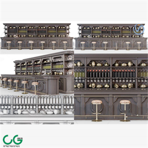 Industrial style bar counter 3D model